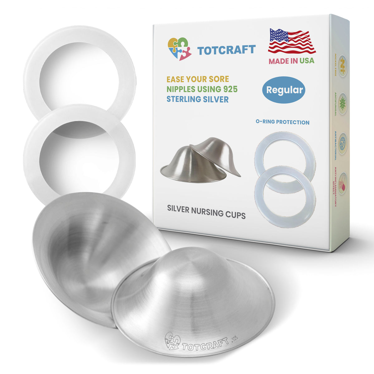 Momstork USA Silver Nursing Cups - Nipple Shields